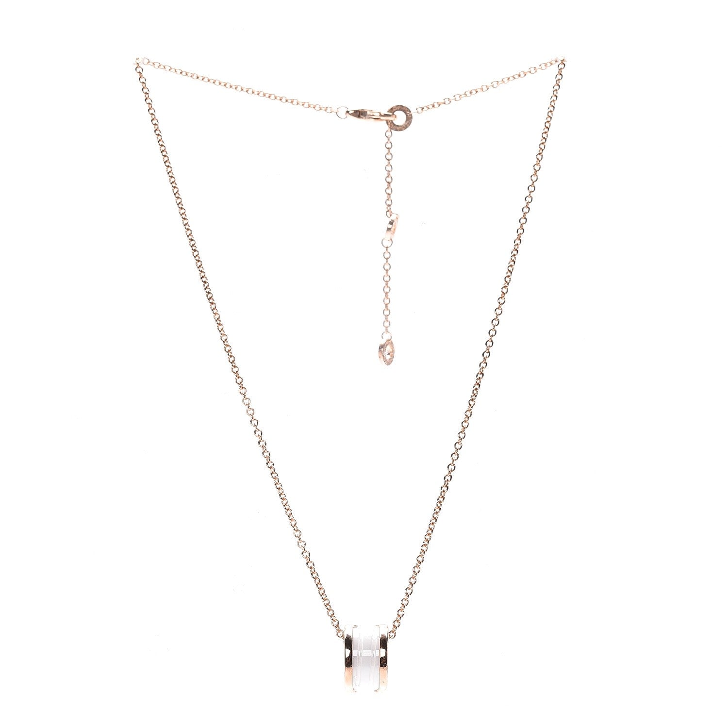 Bulgari 18K Rose Gold White Ceramic B.Zero1 Pendant Necklace 3 of 7