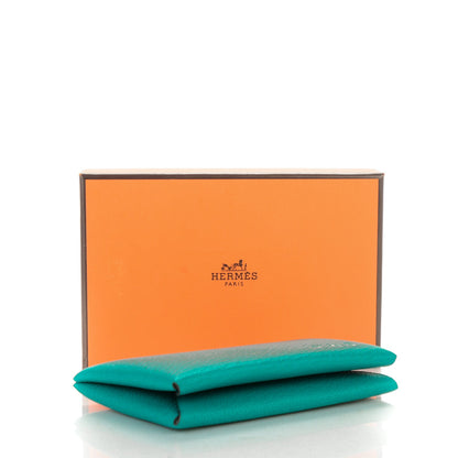 Hermes Chevre Mysore Calvi Card Case Bleu Paon 4 of 7