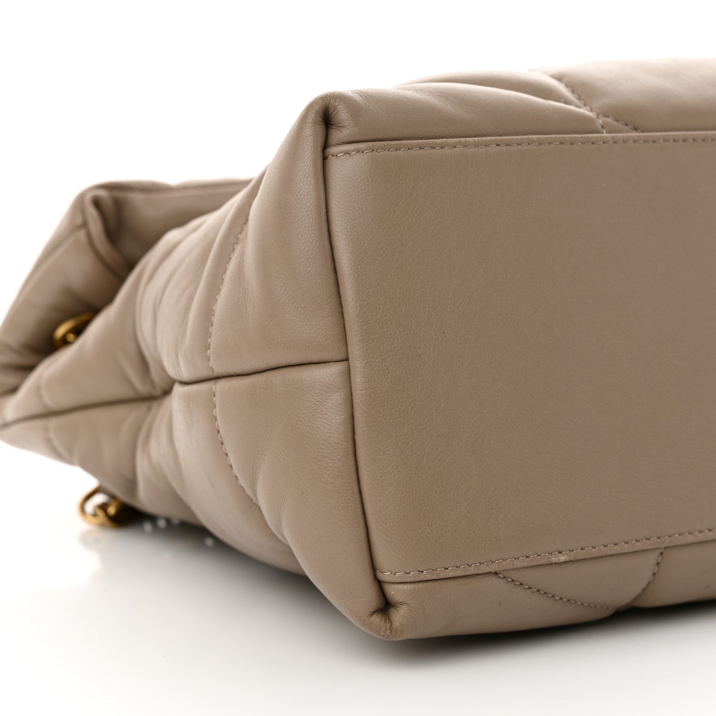 Lambskin Quilted Medium Loulou Puffer Monogram Chain Satchel Dark Beige