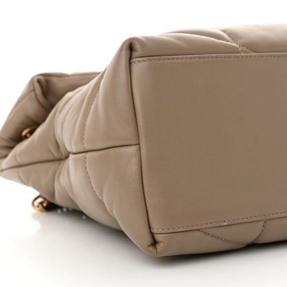Saint Laurent Lambskin Quilted Medium Loulou Puffer Monogram Chain Satchel Dark Beige 9 of 12