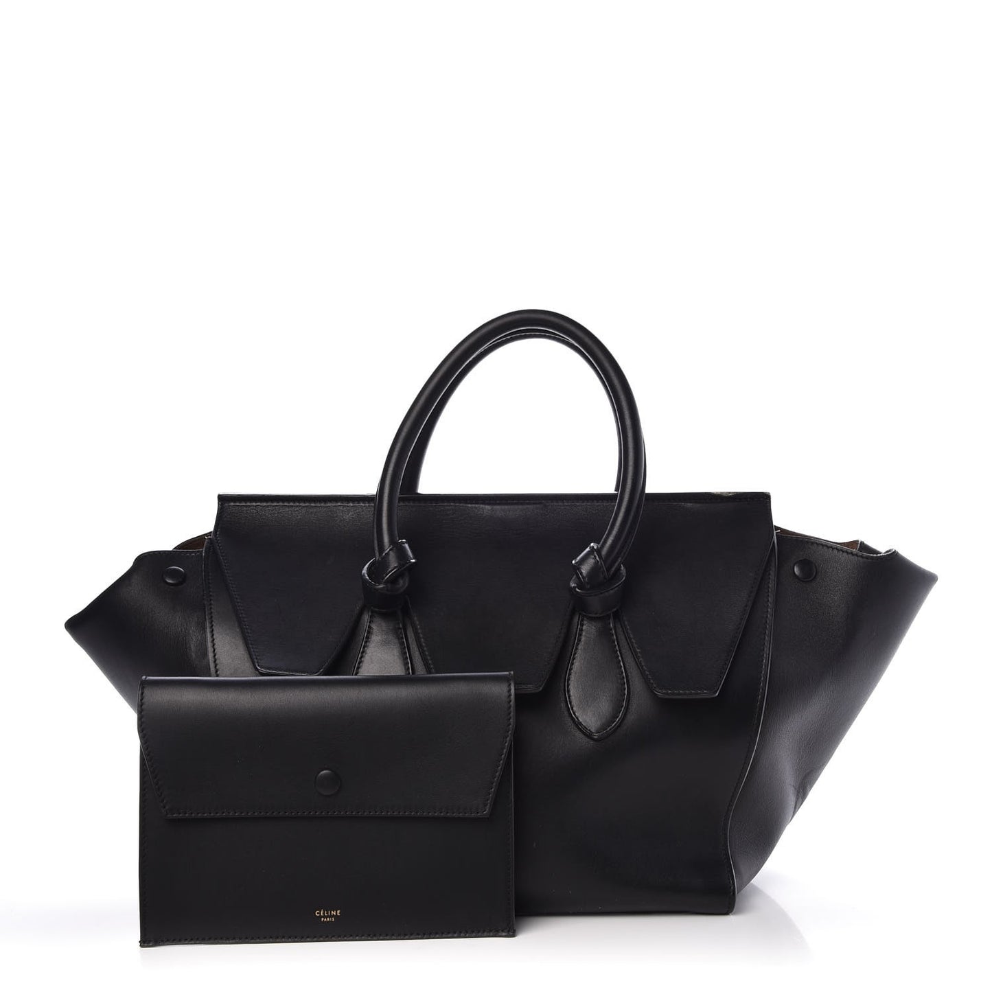 Smooth Calfskin Small Tie Knot Tote Black