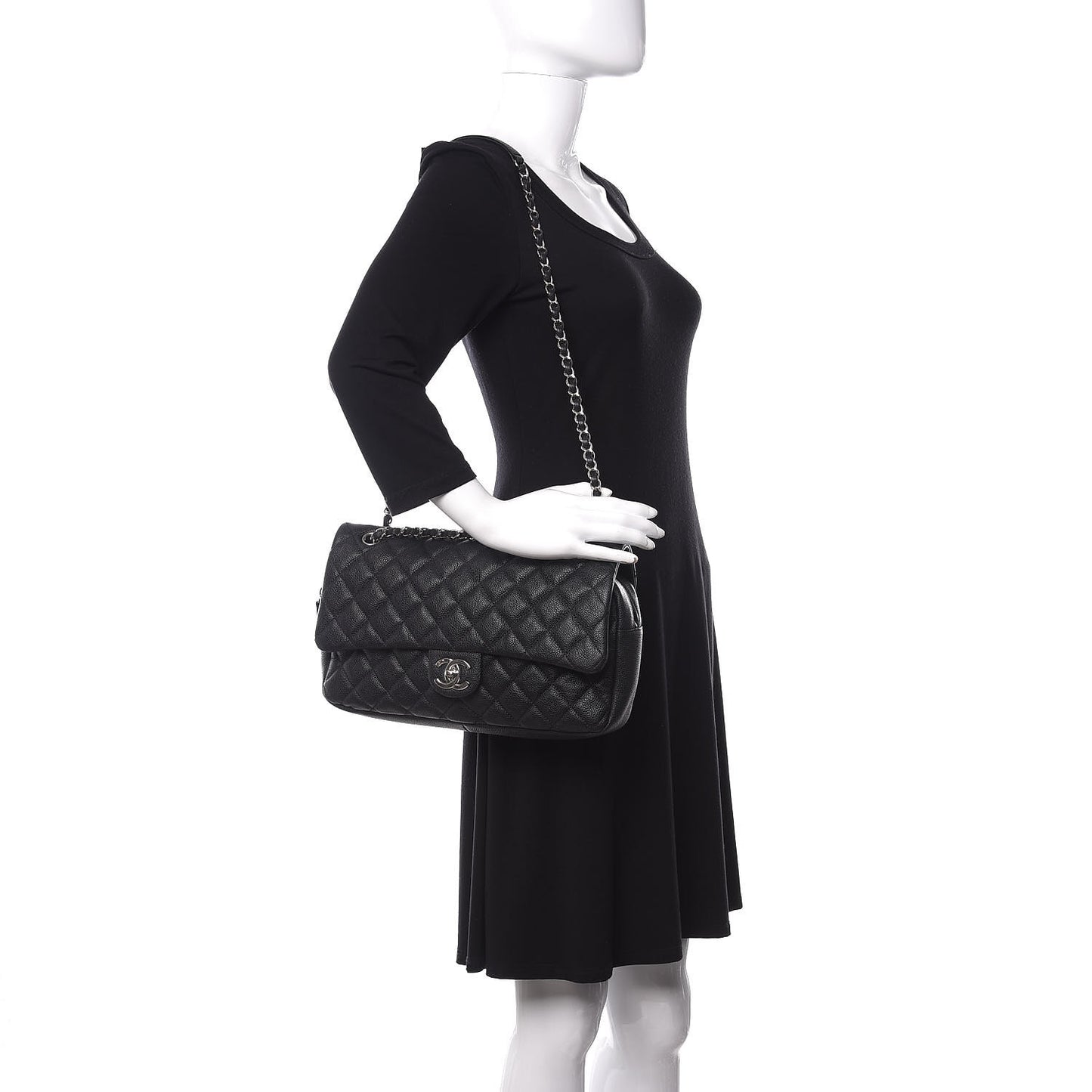 Caviar Quilted Jumbo Easy Flap Black
