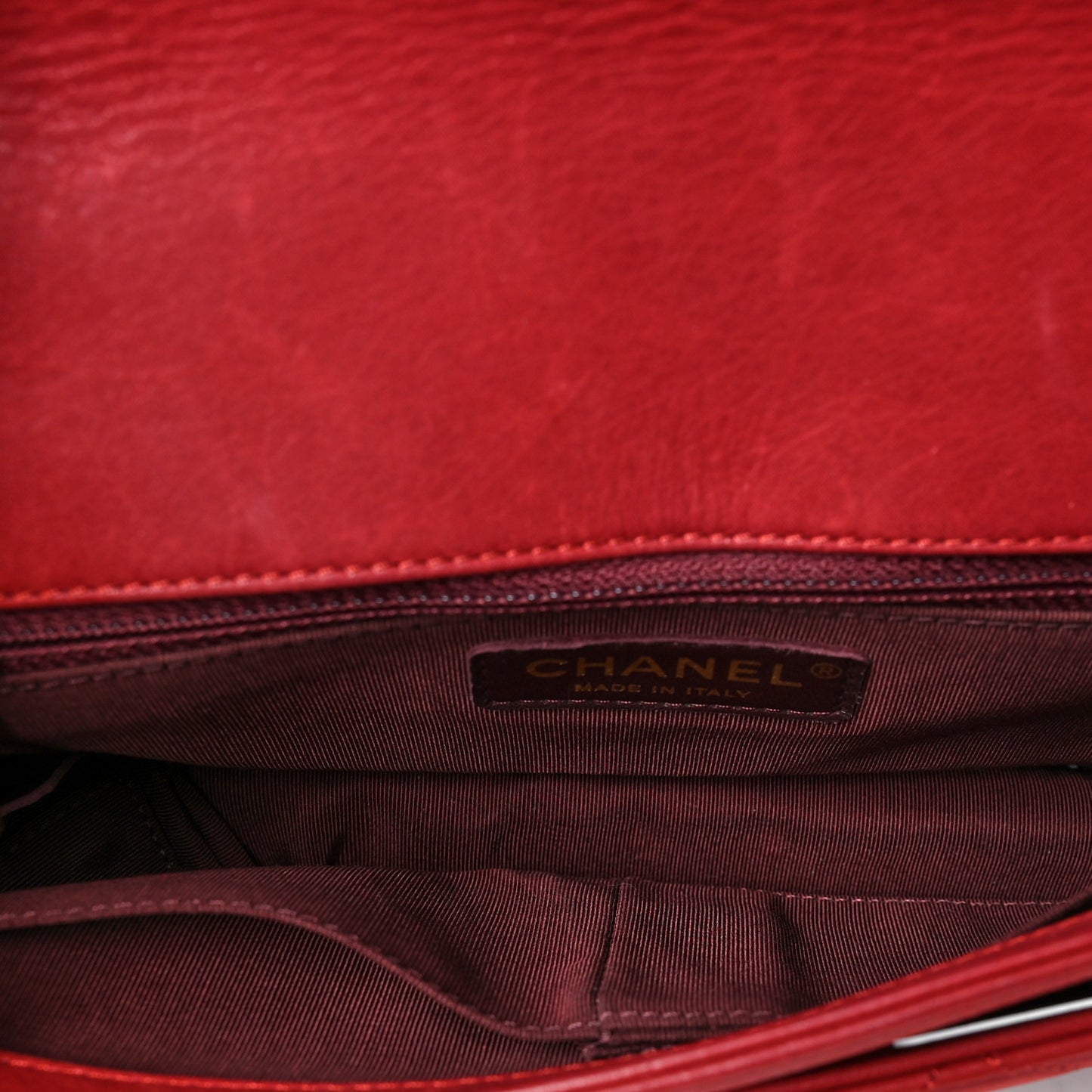 Iridescent Calfskin Medium Happy Stitch Flap Red