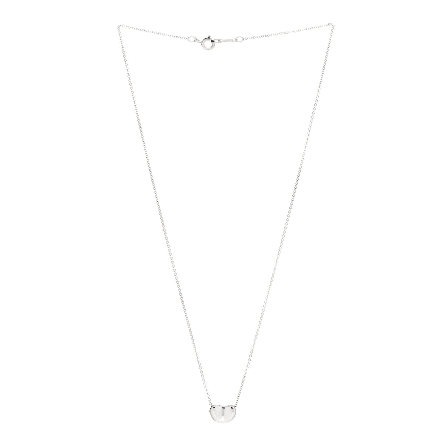 Tiffany Sterling Silver 11mm Elsa Peretti Bean Pendant Necklace 3 of 5