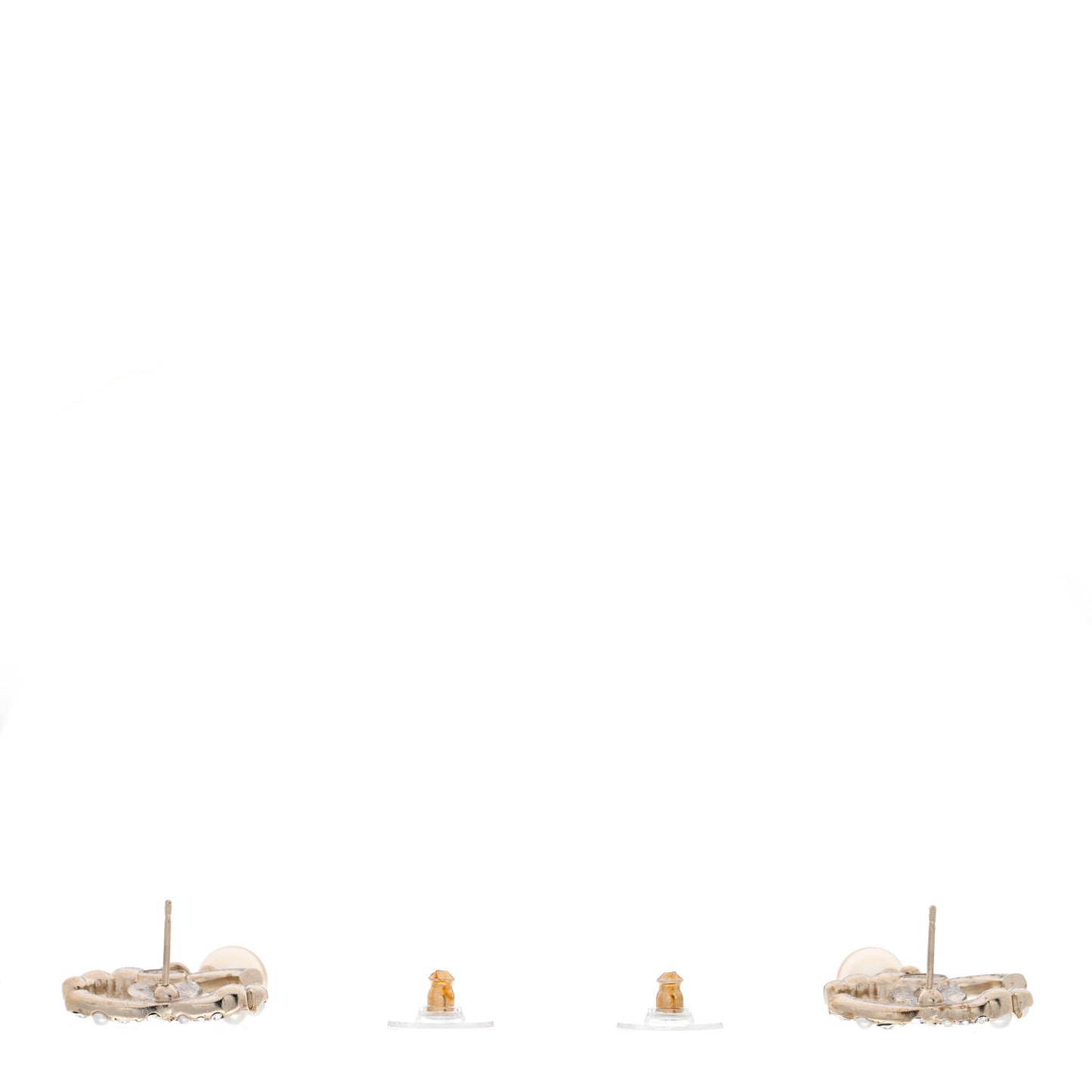 Crystal Pearl CC Drop Earrings Gold Pearly White