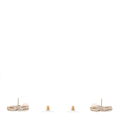 Chanel Crystal Pearl CC Drop Earrings Gold Pearly White 3 of 5