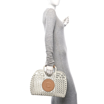 Fendi Recycled Plastic Vitello Liberty Matte Medium Fendi Basket White Ice Miele Scuro 2 of 10