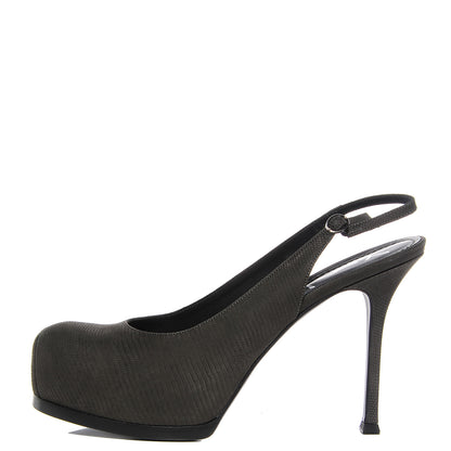 Saint Laurent Suede Tribtoo 80 Slingback Pumps 39 Anthracite 1 of 7