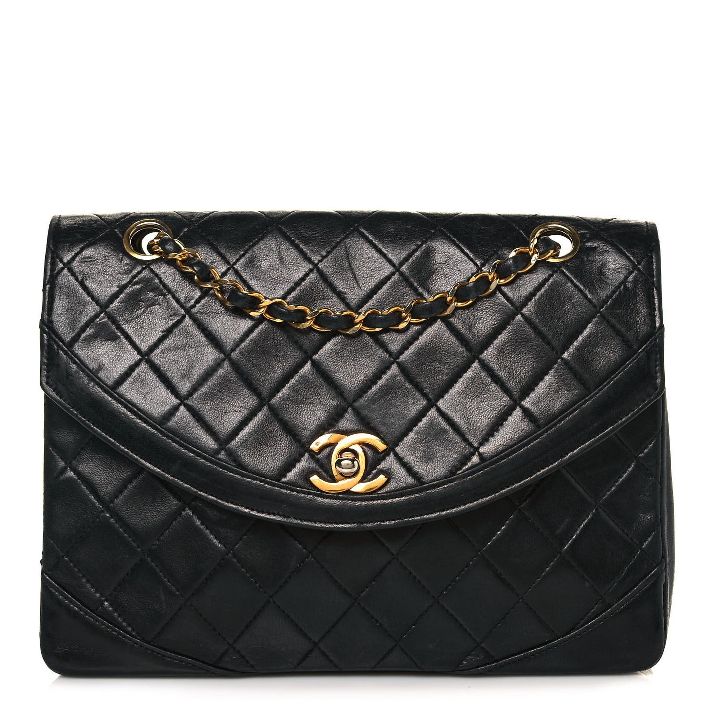 Lambskin Quilted Medium Single Flap Black
