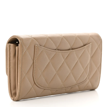 Chanel Caviar Quilted Long Flap Wallet Beige 3 of 15
