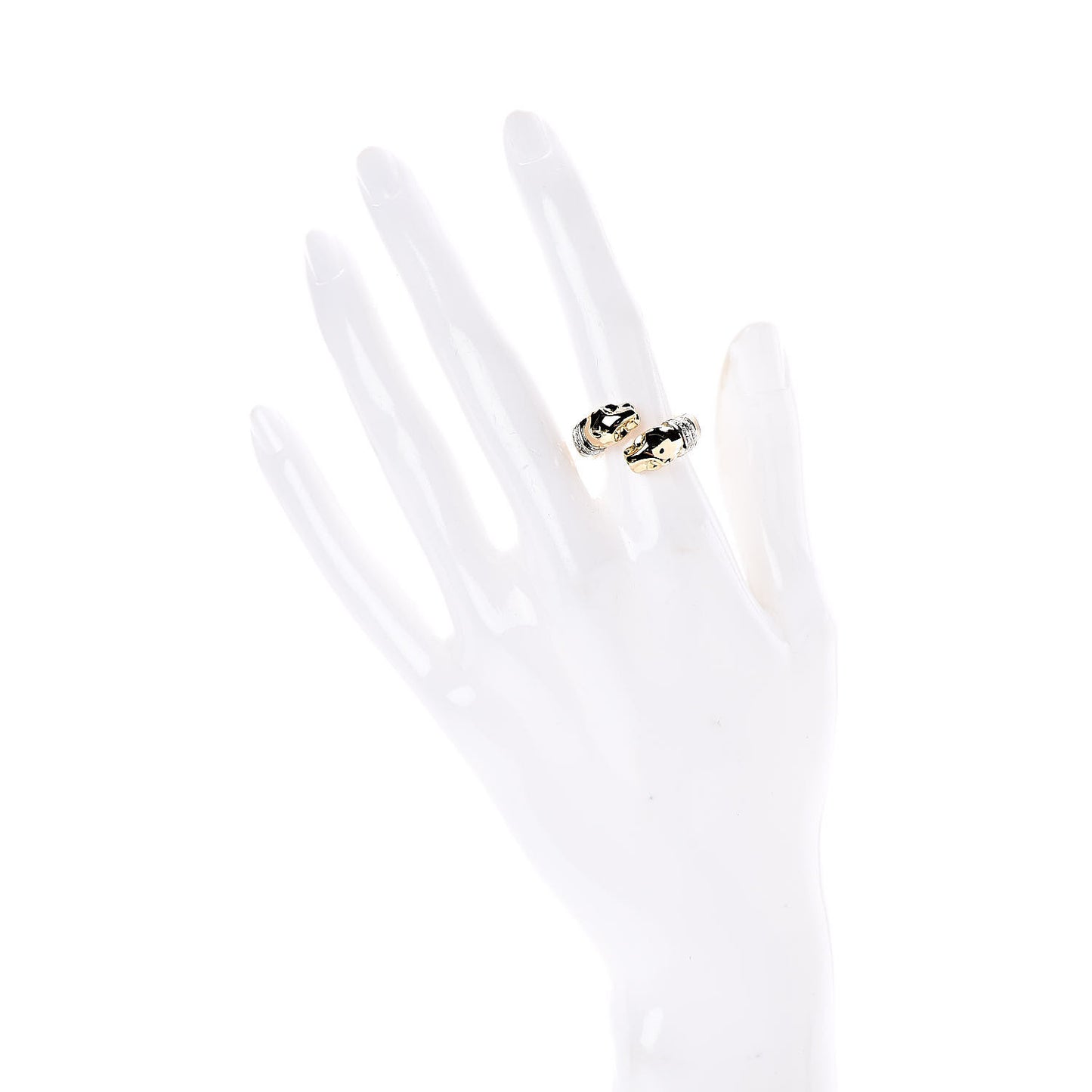 18K Yellow White Gold Diamond Panthère De Bypass Ring 49 4.75
