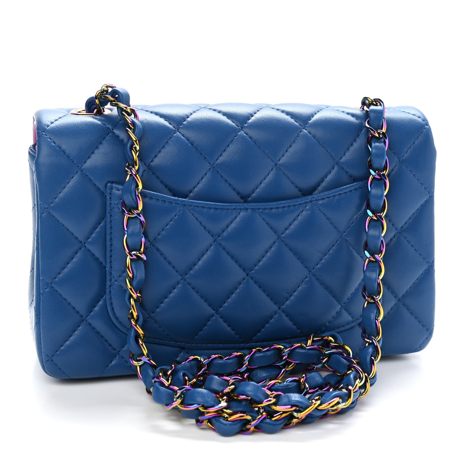 Chanel Lambskin Quilted Mini Rectangular Flap Blue Purple 3 of 9