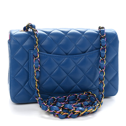 Chanel Lambskin Quilted Mini Rectangular Flap Blue Purple 3 of 9