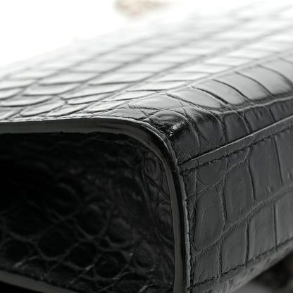 Saint Laurent Calfskin Crocodile Embossed Medium Classic Monogram Kate Tassel Satchel Black 11 of 15