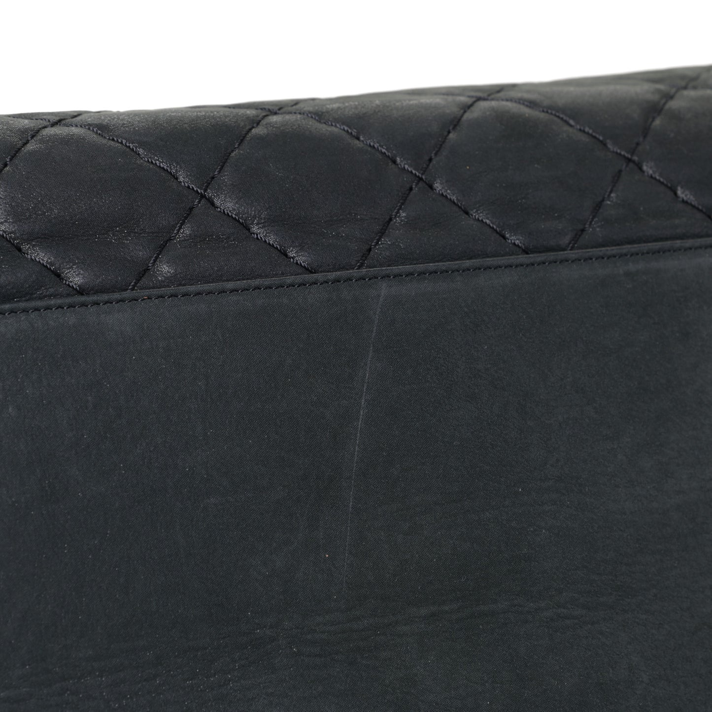 Iridescent Calfskin Large Just Mademoiselle Bowling Bag Black