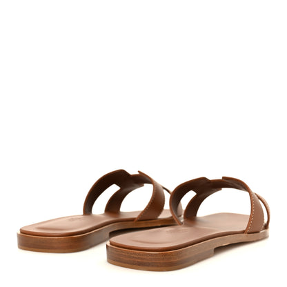 Hermes Box Calfskin Oran Sandals 37.5 Gold 5 of 10