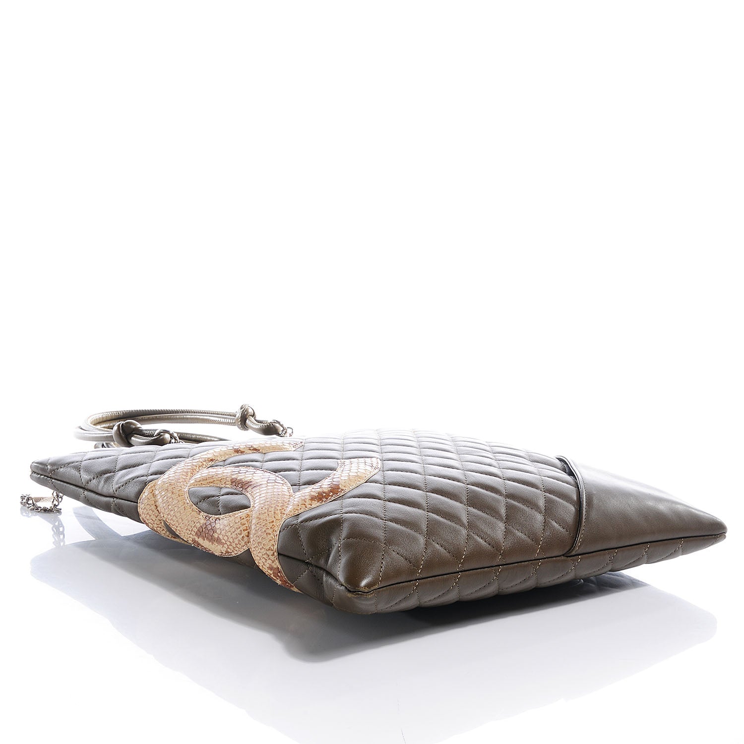 Chanel Calfskin Python Quilted Cambon Flat Tote Khaki 4 of 7
