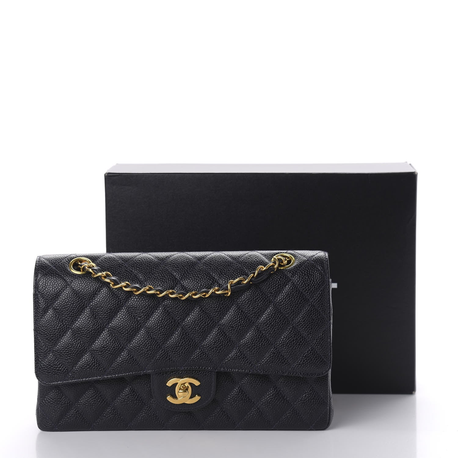 Chanel Caviar Quilted Medium Double Flap Navy 12 of 12
