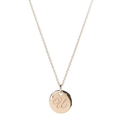 Tiffany 18K Yellow Gold Notes Letter U Disc Charm Pendant Necklace 4 of 7