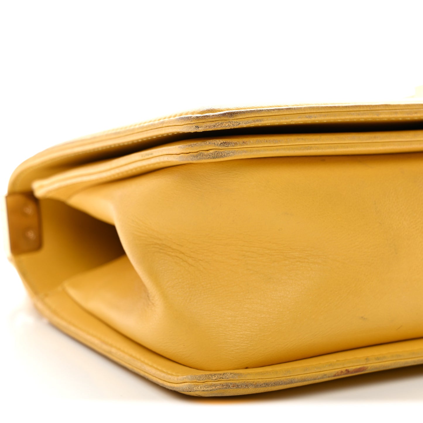 Calfskin Chevron Embroidered Medium Flap Yellow