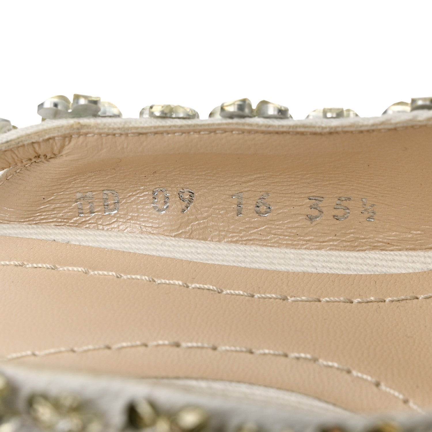 Christian Dior Denim Crystal Garland Slingback Pumps 35.5 White 6 of 9