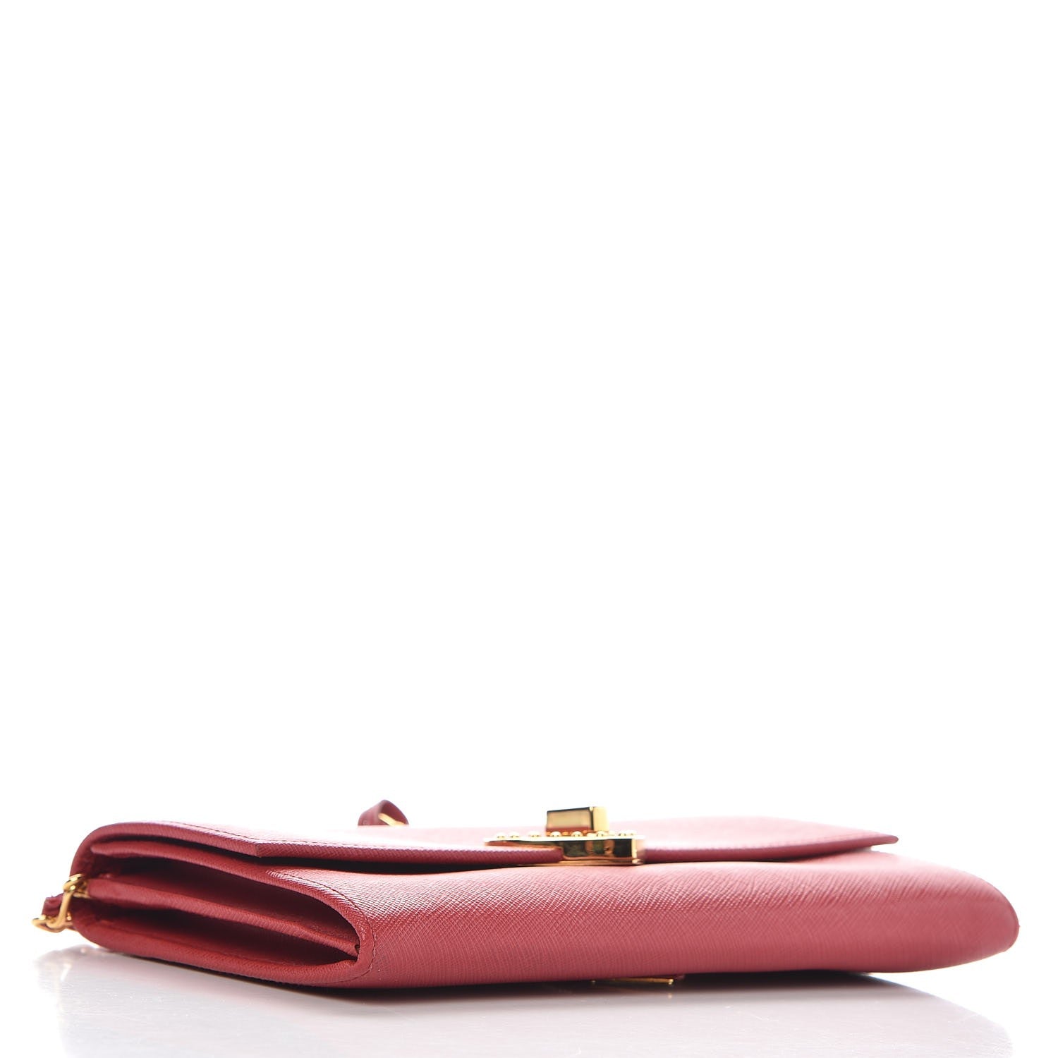 Prada Saffiano Heart Chain Wallet Fuoco 4 of 9