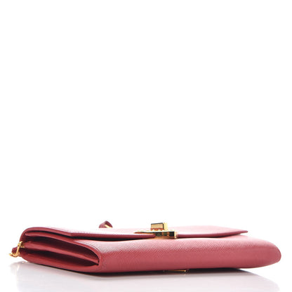 Prada Saffiano Heart Chain Wallet Fuoco 4 of 9