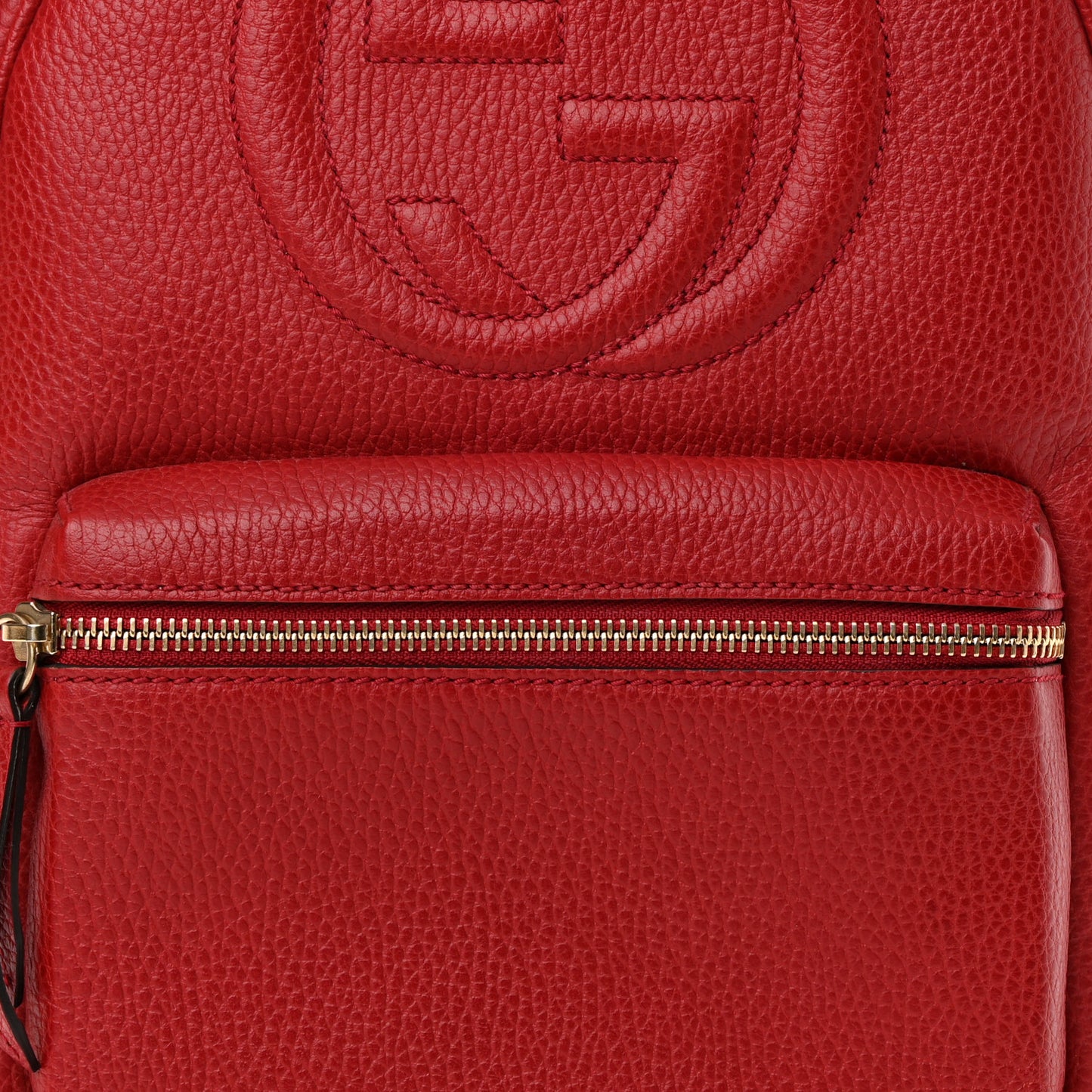 Pebbled Calfskin Soho Chain Backpack Hibiscus Red