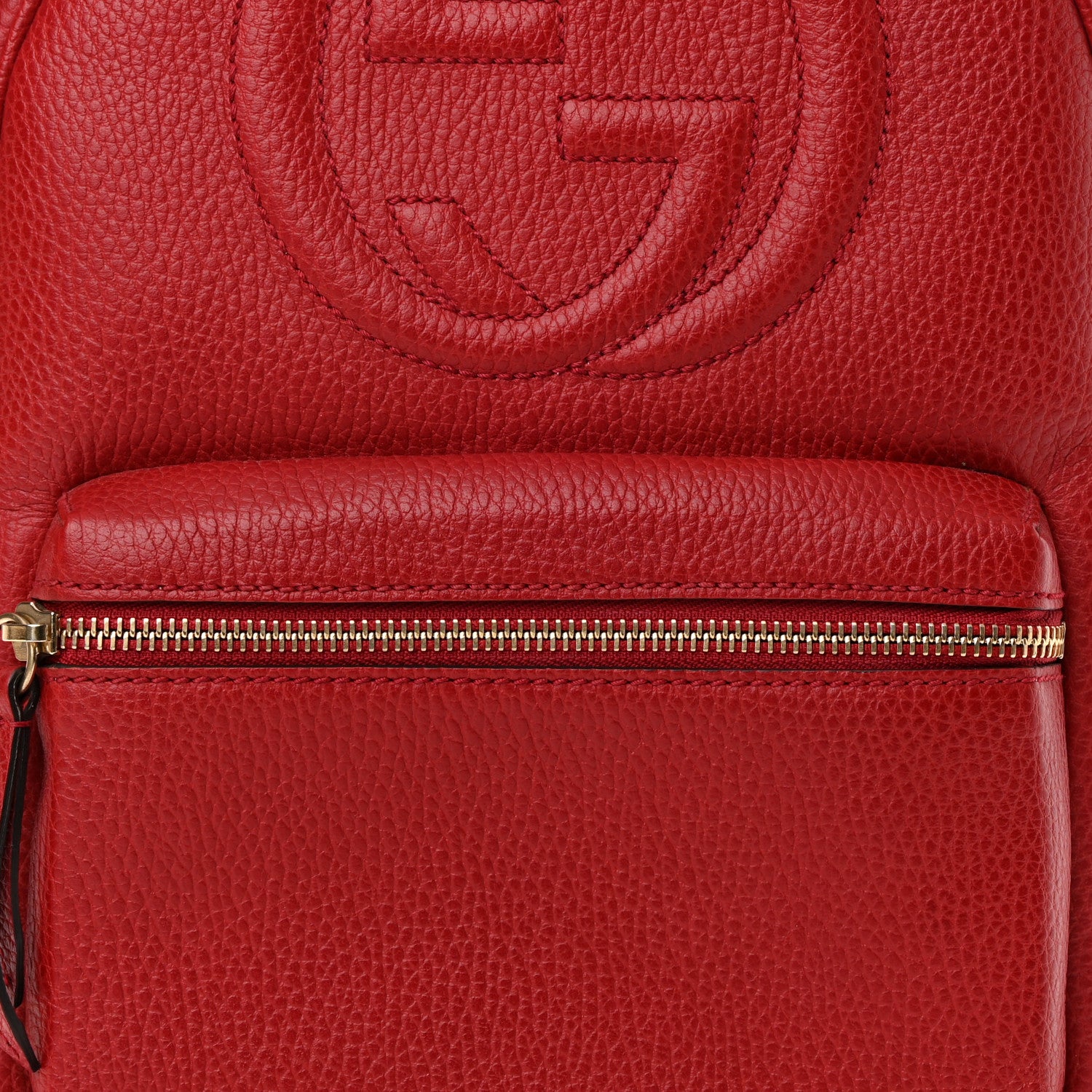 Gucci Pebbled Calfskin Soho Chain Backpack Hibiscus Red 9 of 15