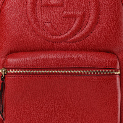 Gucci Pebbled Calfskin Soho Chain Backpack Hibiscus Red 9 of 15
