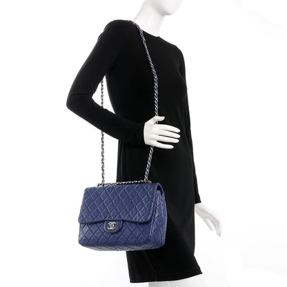 Chanel Lambskin Quilted Jumbo Single Flap Blue 2 of 7
