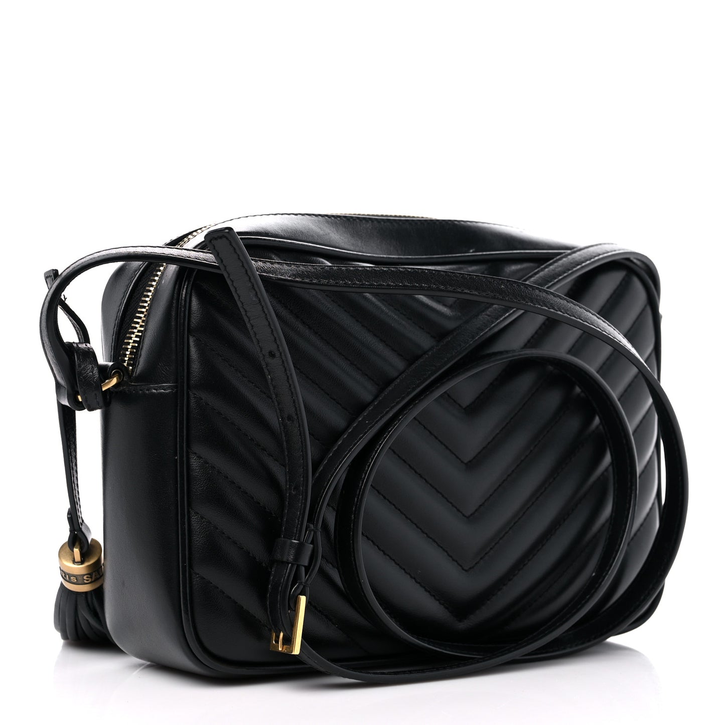 Calfskin Matelasse Monogram Lou Camera Bag Black