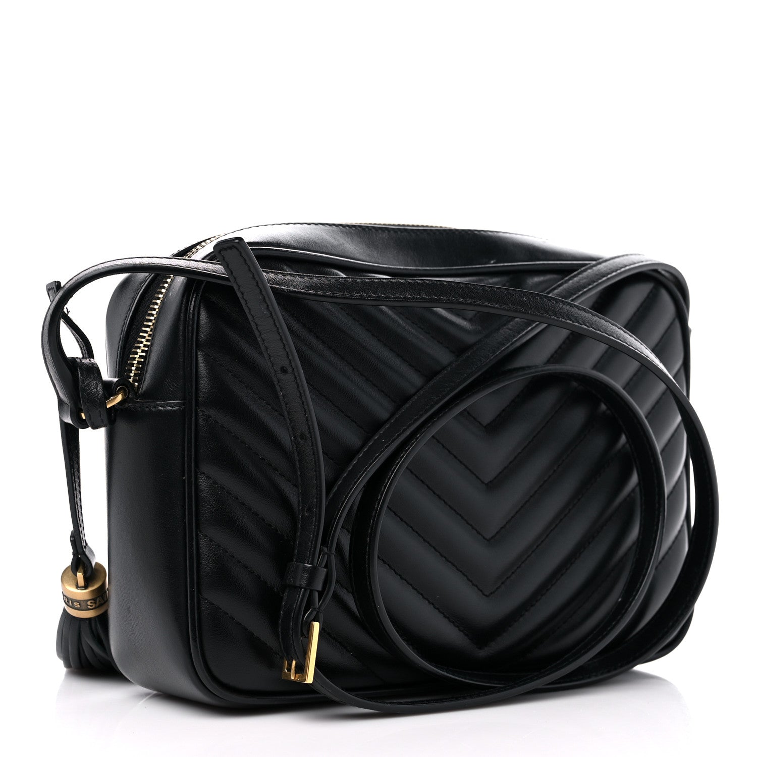 Saint Laurent Calfskin Matelasse Monogram Lou Camera Bag Black 3 of 15