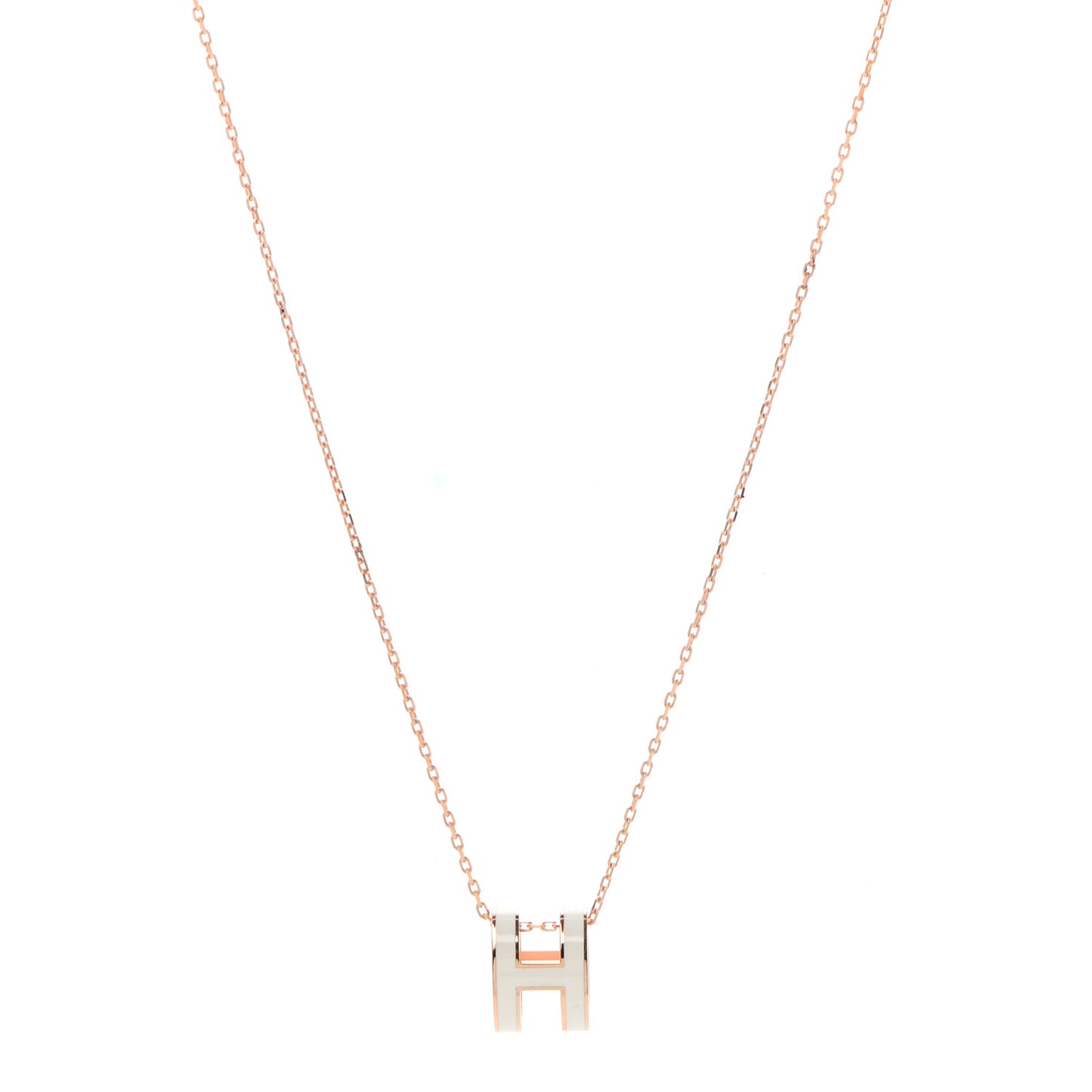 Lacquered Rose Gold Pop H Pendant Necklace White