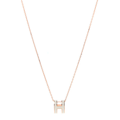 Hermes Lacquered Rose Gold Pop H Pendant Necklace White 1 of 5