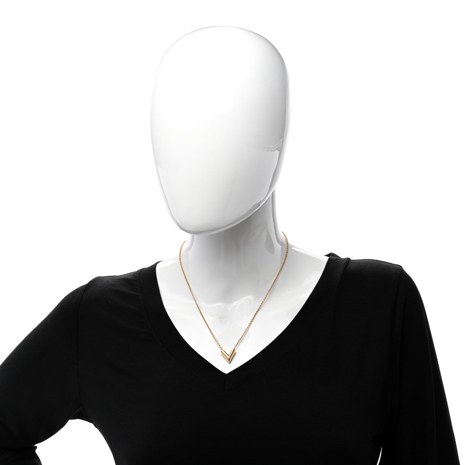 Louis Vuitton Essential V Necklace Gold 2 of 5