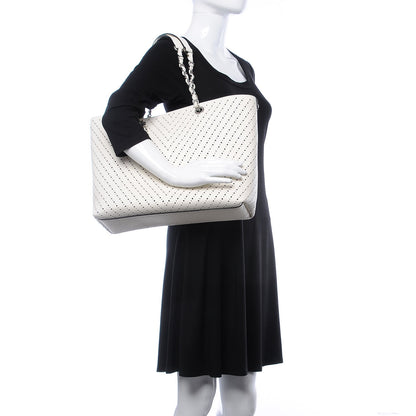 Chanel Perforated Grained Calfskin Large Shopping Tote White 2 of 8