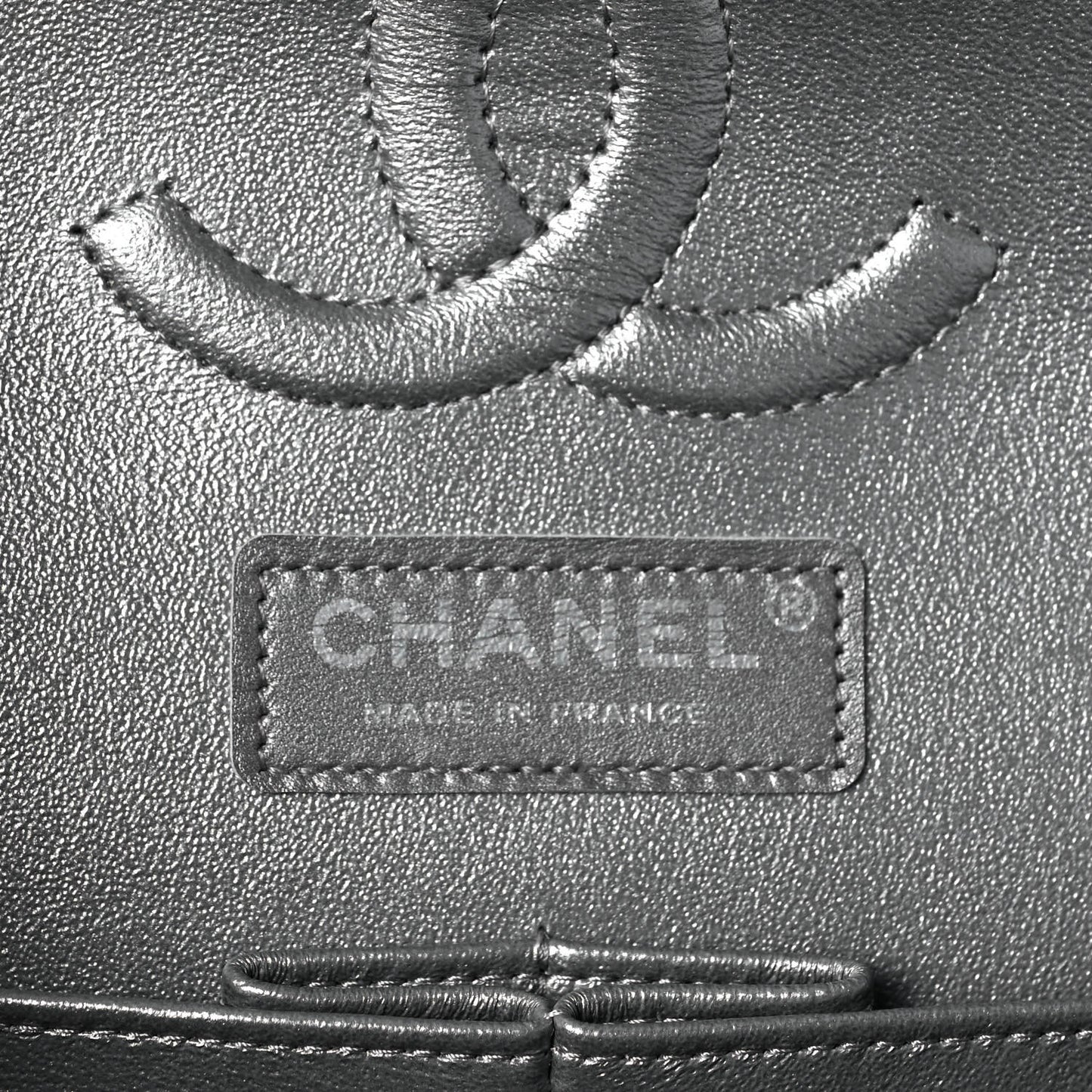 Metallic Lambskin Quilted Medium Double Flap Silver