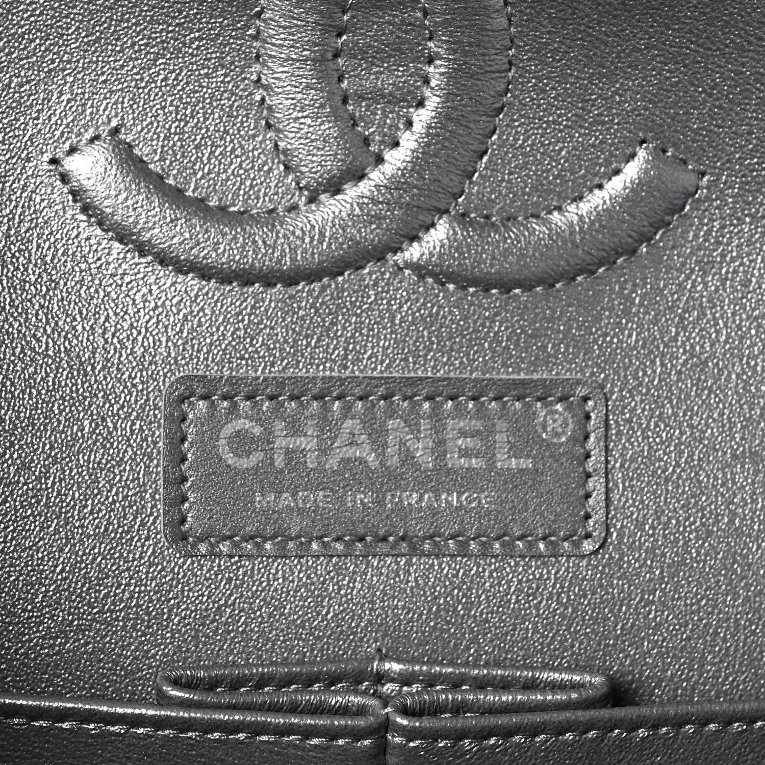 Chanel Metallic Lambskin Quilted Medium Double Flap Silver 6 of 14