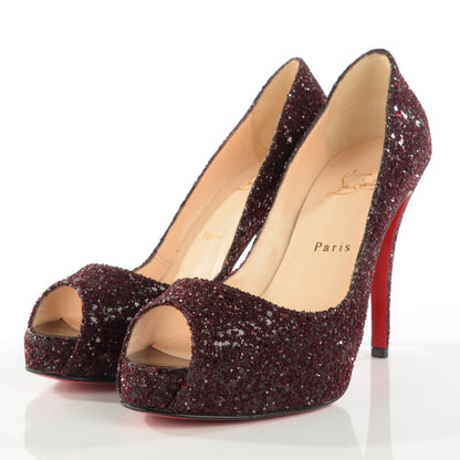 Christian Louboutin Glitter Very Prive 120 Pumps 38.5 Oxblood 3 of 7