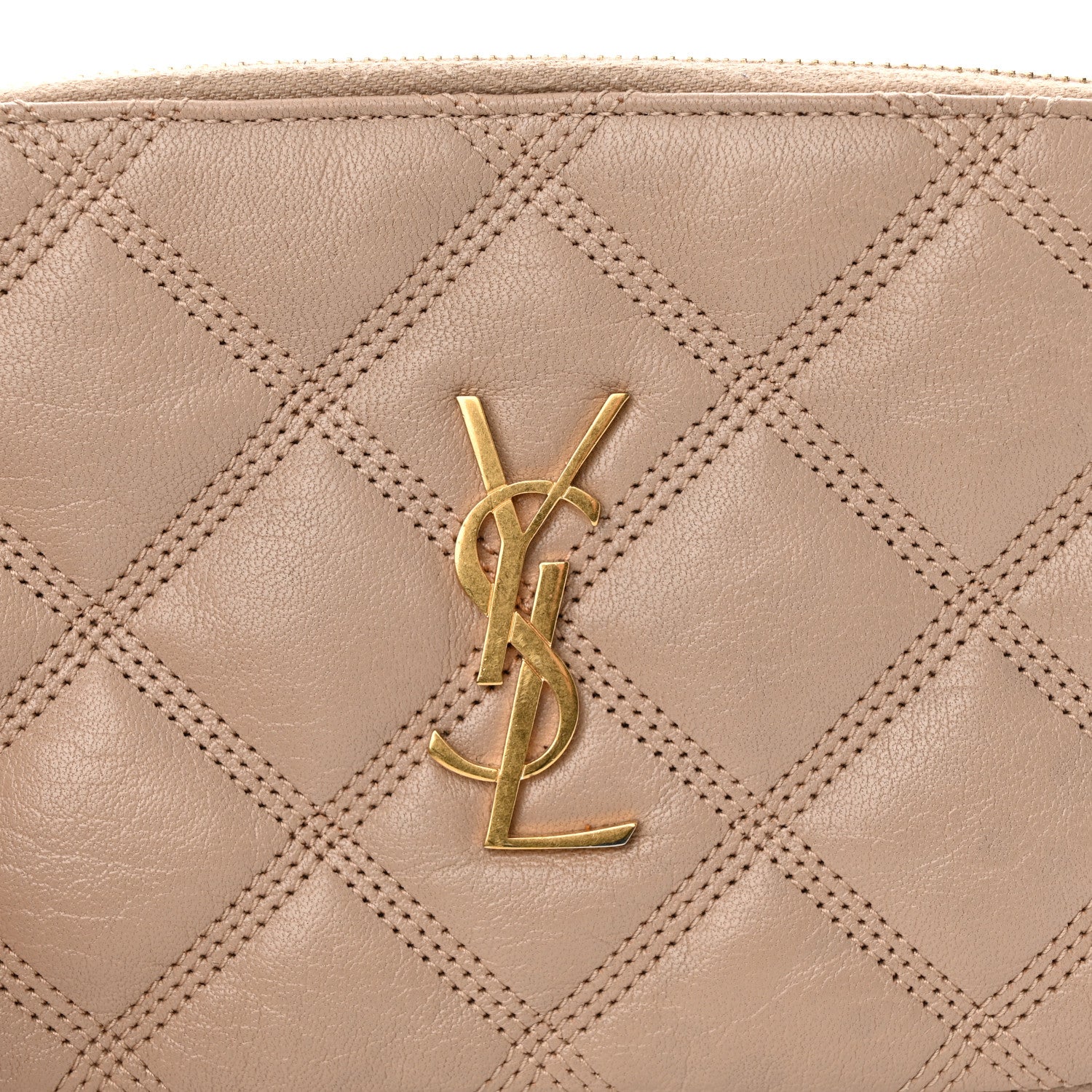 Saint Laurent Grained Lambskin Quilted Mini Becky Double Zip Bag Natural Tan 5 of 18