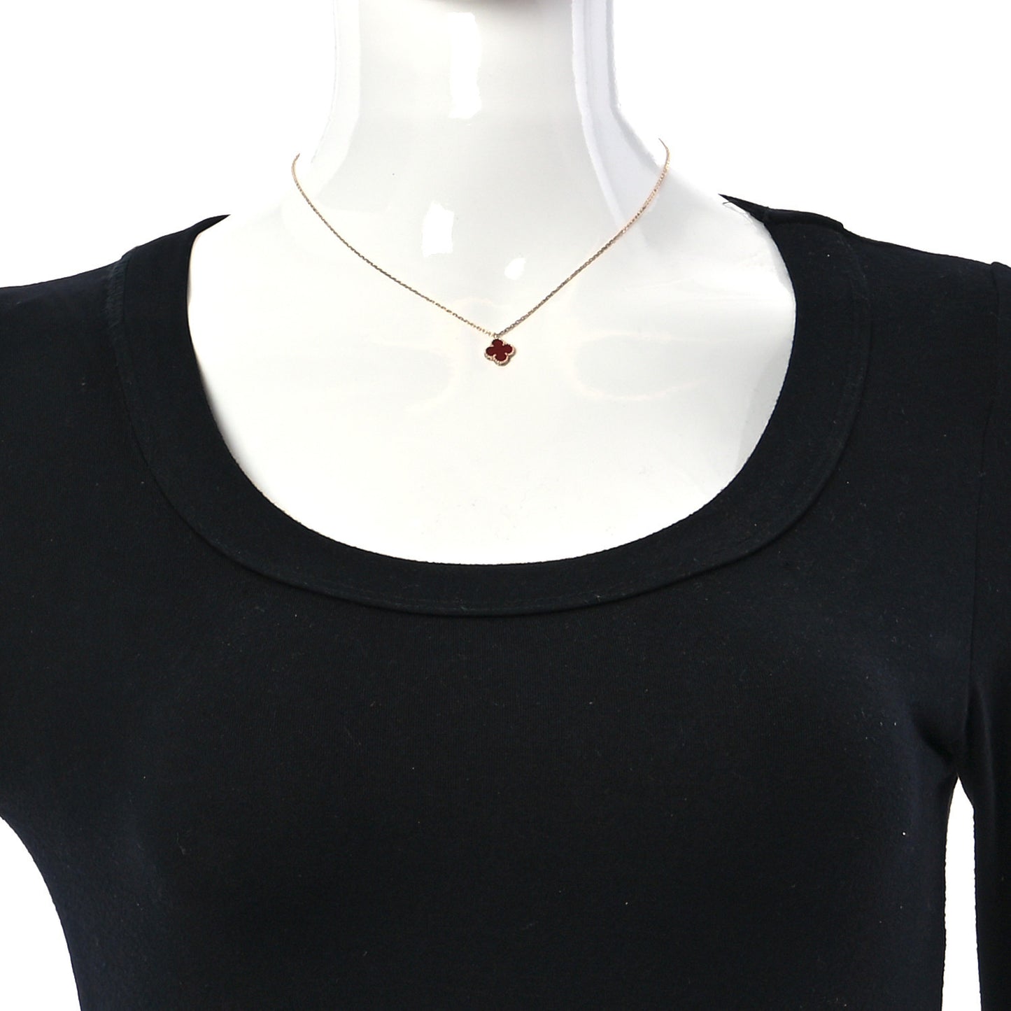 18K Rose Gold Carnelian Sweet Alhambra Pendant Necklace