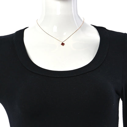Van Cleef & Arpels 18K Rose Gold Carnelian Sweet Alhambra Pendant Necklace 2 of 6