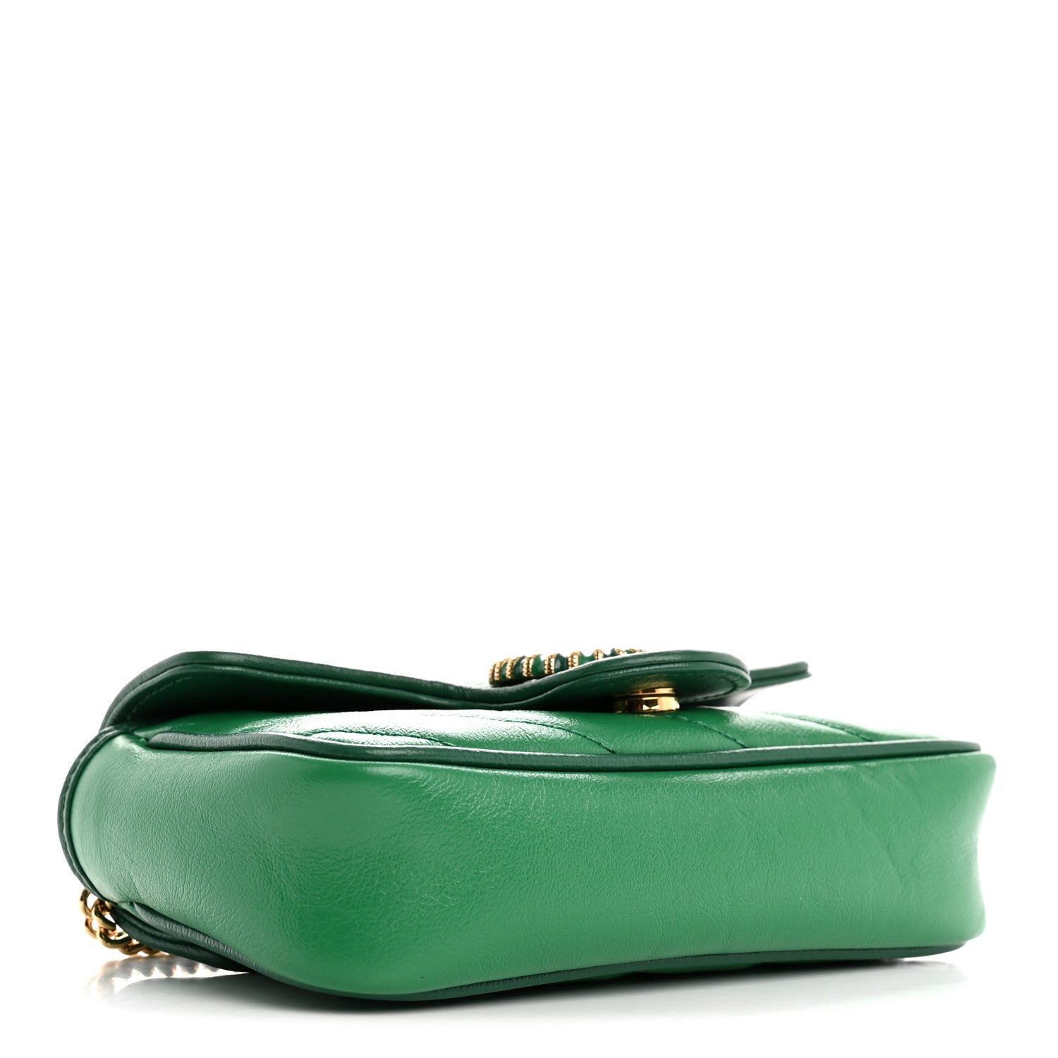 Gucci Azalea Calfskin Enamel Matelasse Diagonal Super Mini Torchon GG Marmont Shoulder Bag New Shamarock Emerald 4 of 10
