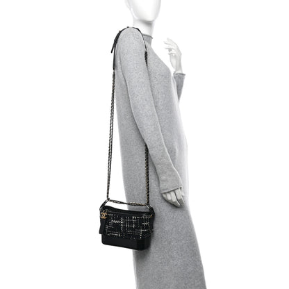 Chanel Tweed Calfskin Small Gabrielle Hobo Black White 2 of 12