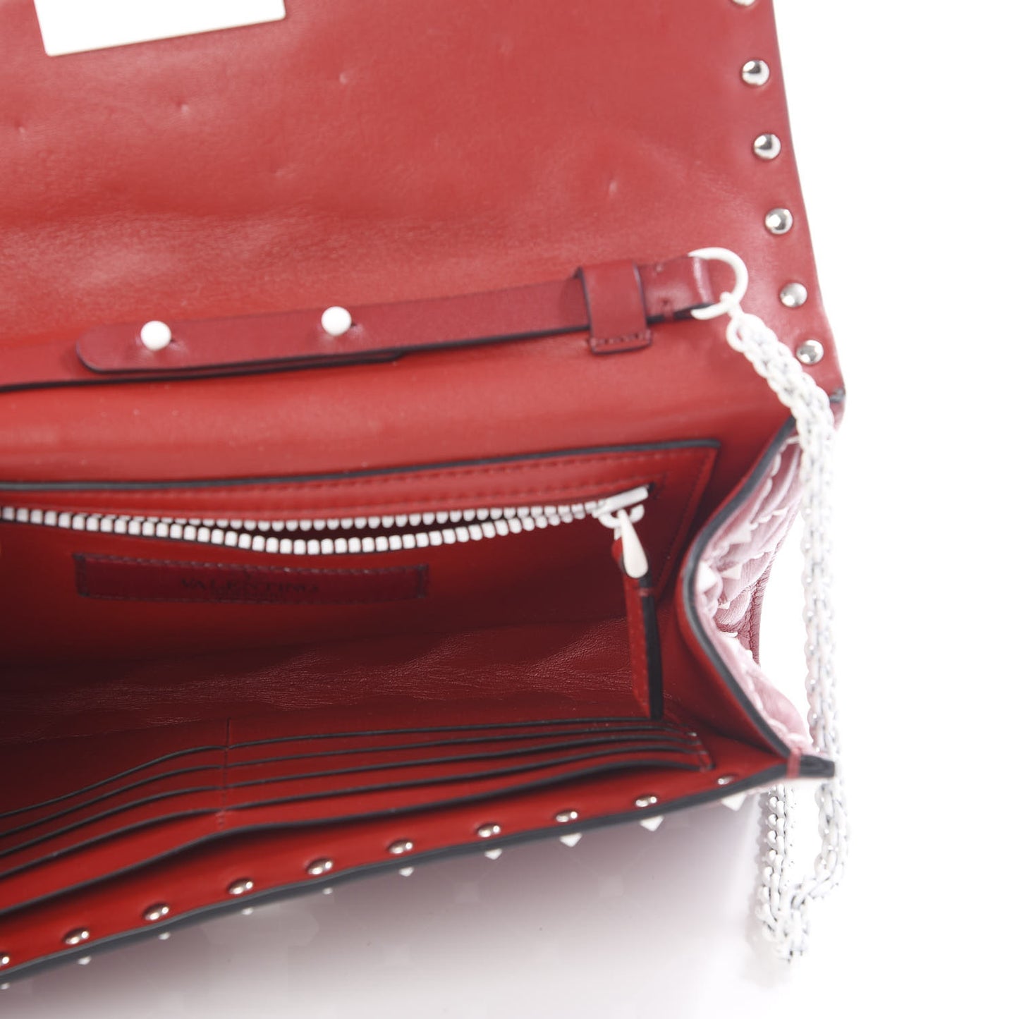 Lambskin Free Rockstud Spike Wallet On Chain Rosso Valentino