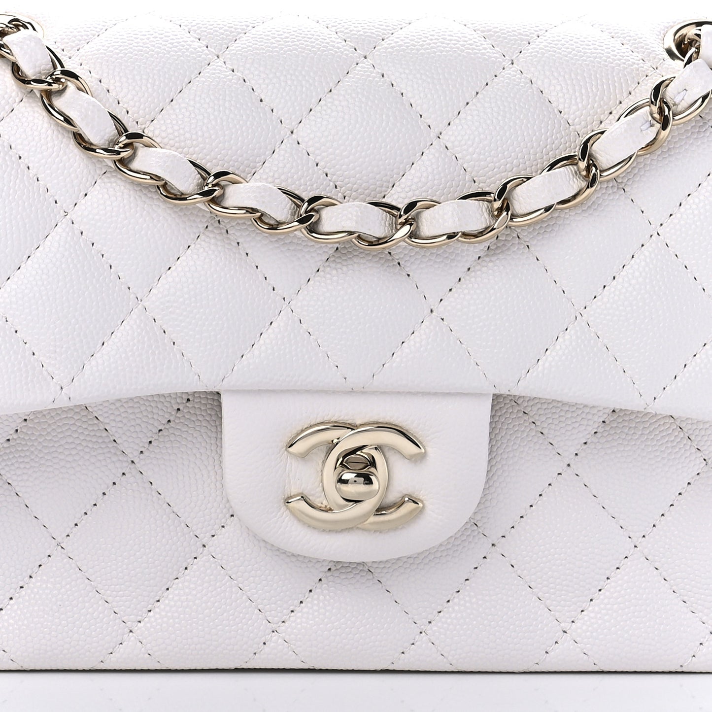 Caviar Quilted Small Double Flap White