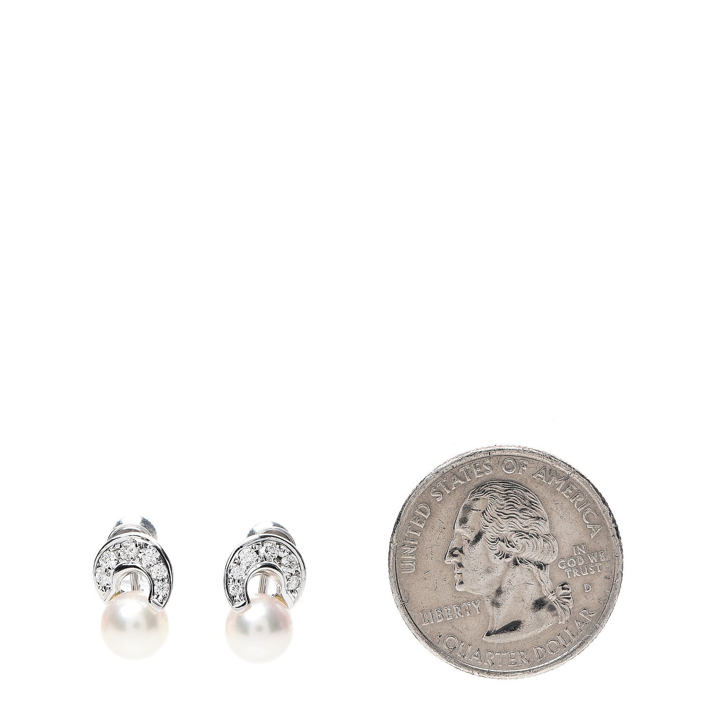 18K White Gold Diamond Pearl 7mm Screw Back Earrings
