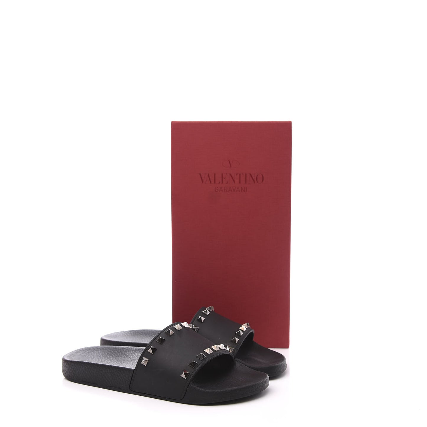 Rubber Rockstud Slide Sandals 38 Black