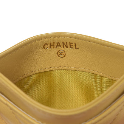 Chanel Lambskin Chevron Quilted Card Holder Yellow 6 of 9